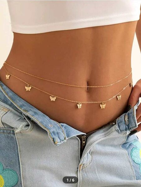 Chaîne de taille papillon dorée