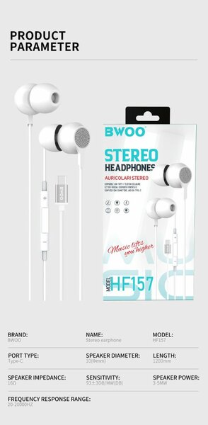 Écouteur filaire stéréo BWOO HF157