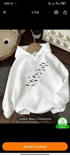 Sweat à capuche avec motif oiseaux