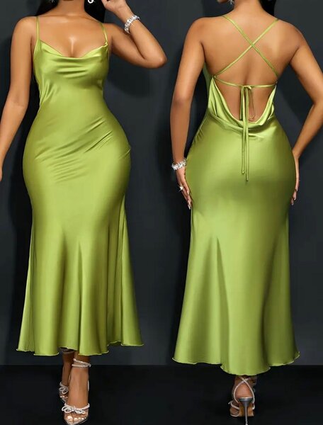 Robe satinée dos nu