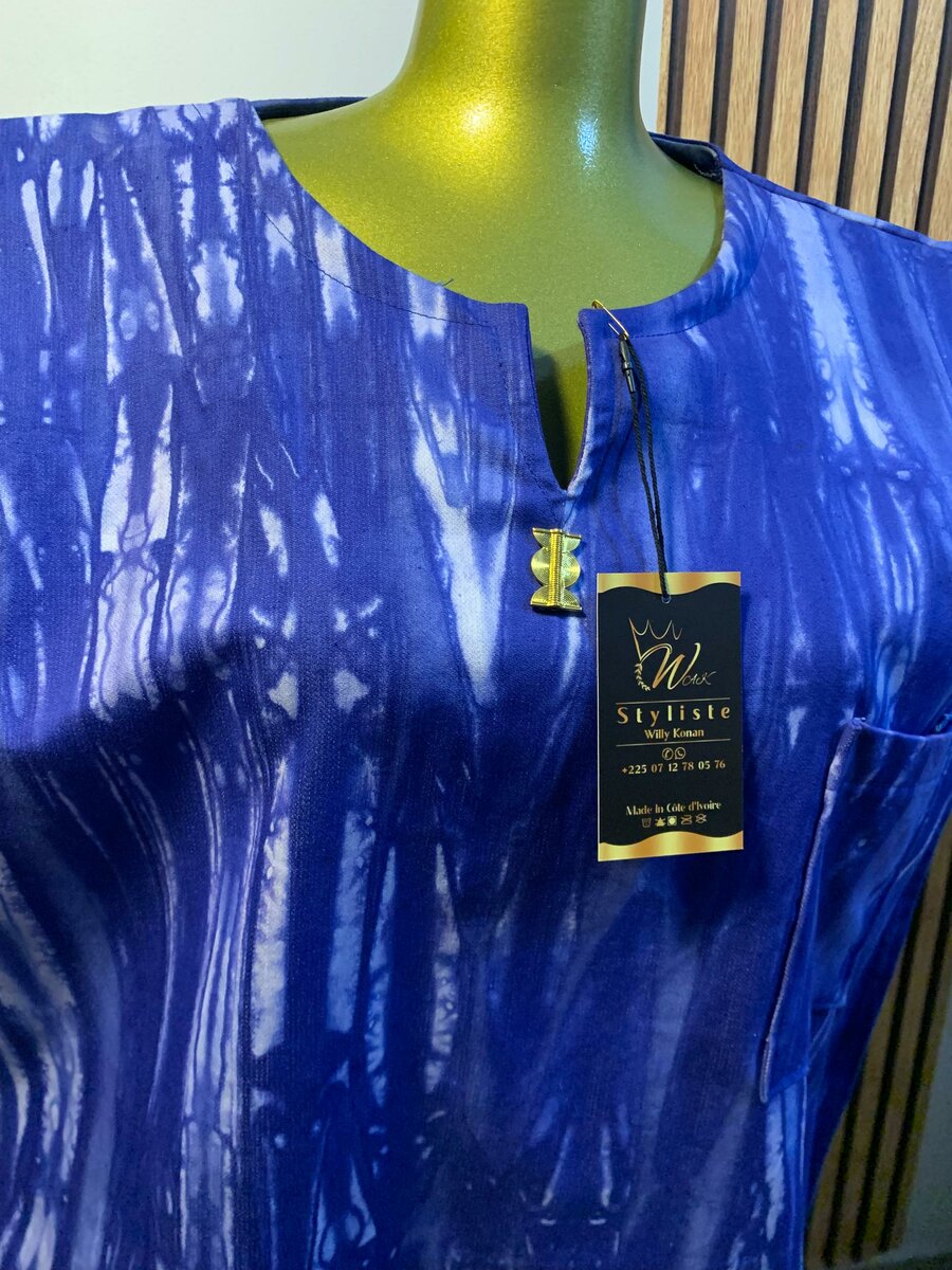 Robe Tunique Bleu Tie-Dye Élégante