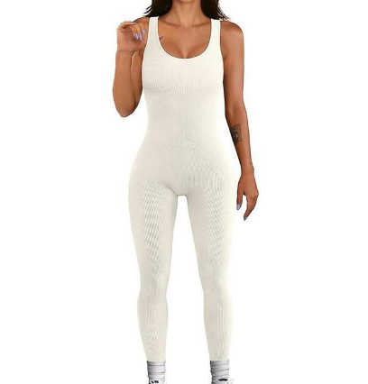 Ribbed romper white