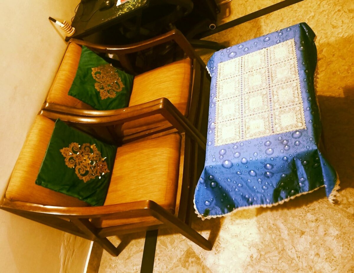 2 Chairs Pure Wood With Table