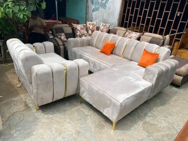 Canapé d'angle en velours gris