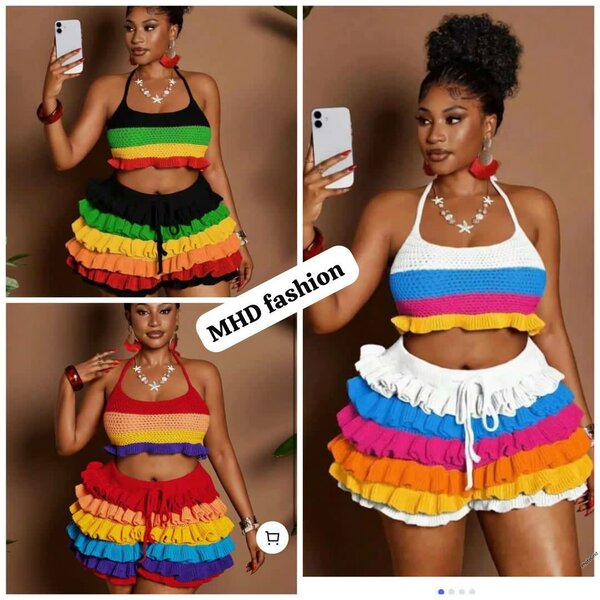 Ensemble arc-en-ciel crochet