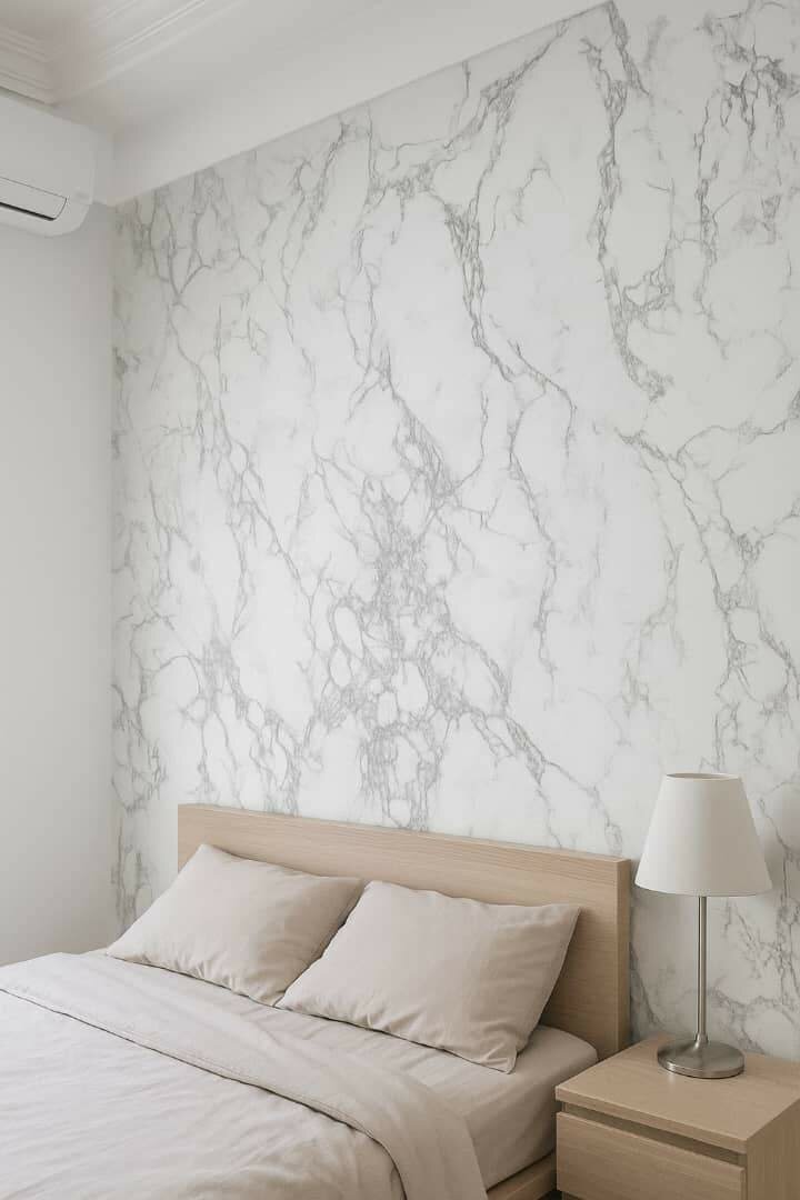 Papier Peint Adhésif Marbre Blanc