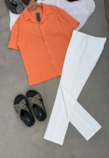 Chemise orange casual homme