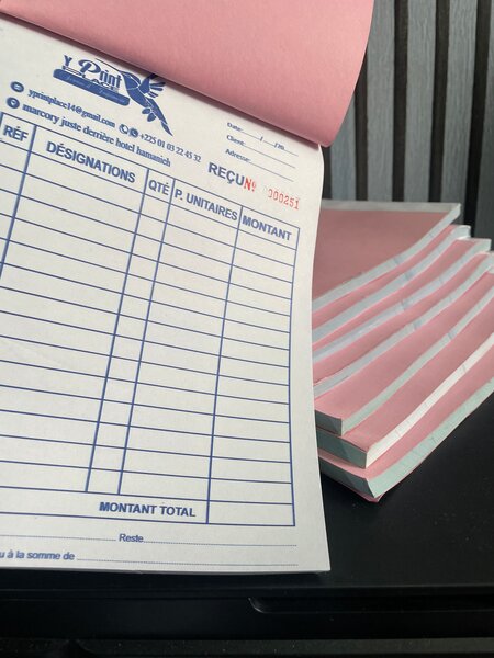 Carnet de reçus autocopiant