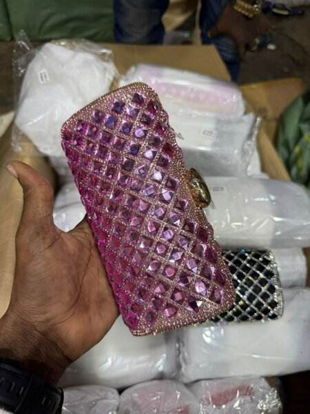 Pochette Soirée Strass Rose