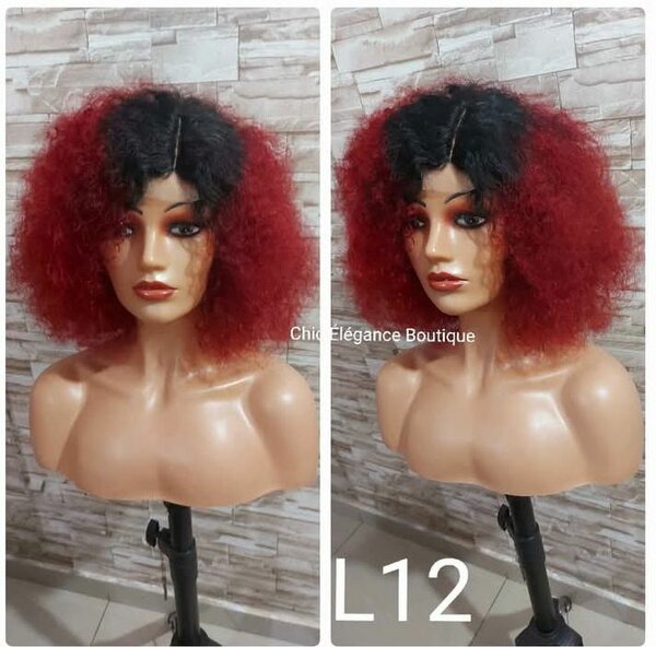 Perruque synthétique rouge droite