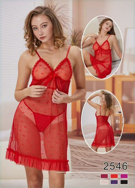 Nuisette transparente en dentelle