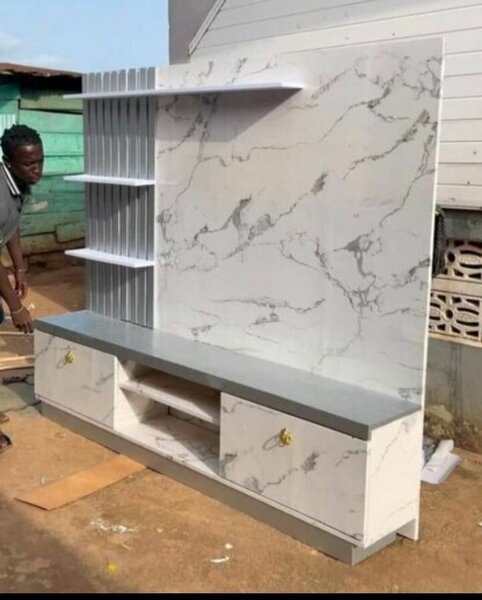 Meuble TV moderne en marbre blanc