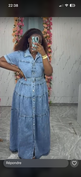 Robe longue en denim pour femme