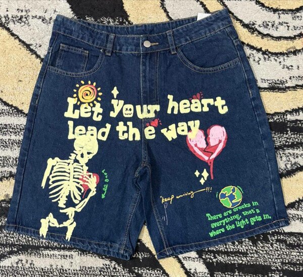 Shorts en jean imprimé