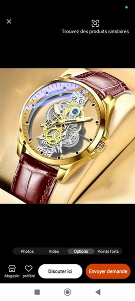 Montre mécanique squelette hommes