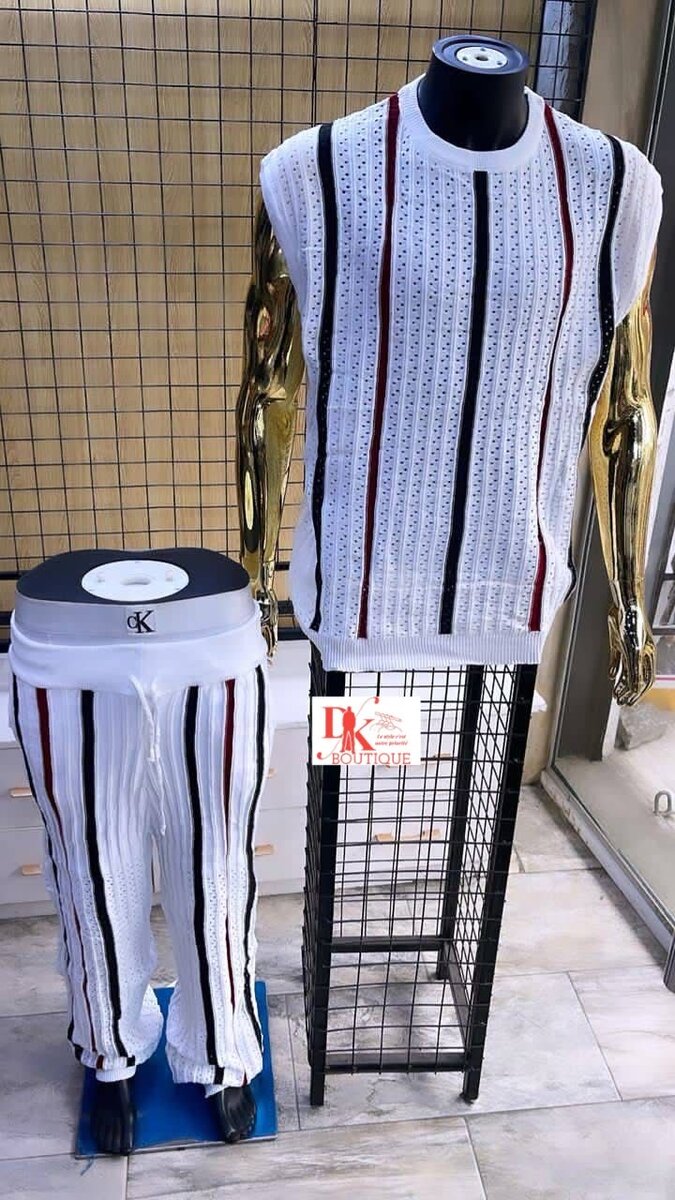Ensemble tricoté rayé homme