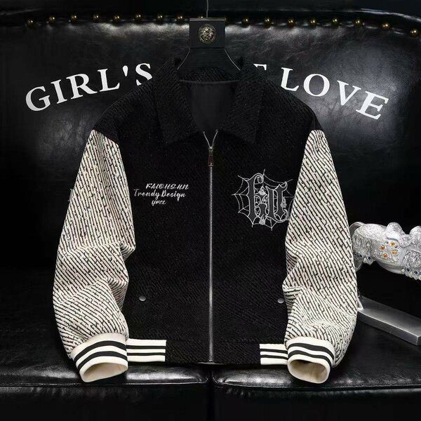 Veste de baseball pour femme en laine et coton