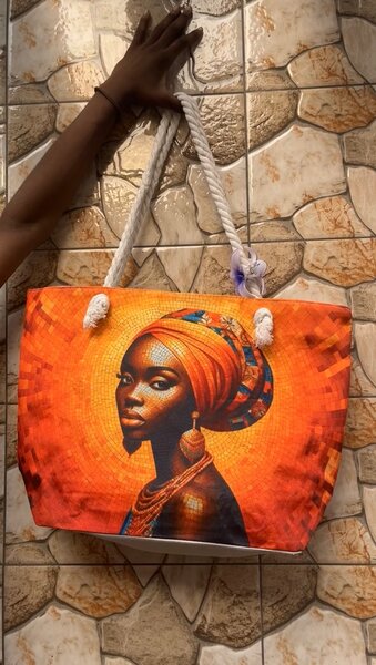 Sac cabas en toile imprimé femme africaine