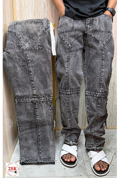 Jeans homme gris foncé délavé