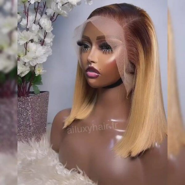 Perruque synthétique droite blond foncé