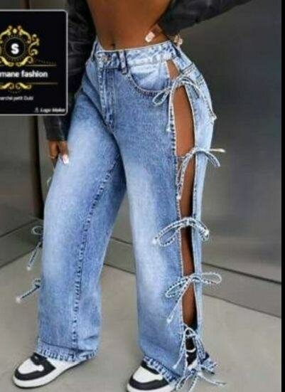 Jean déchiré à lacets