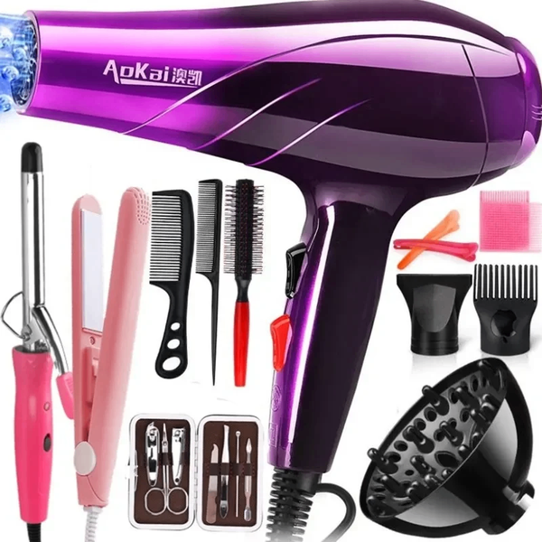 New Powerful Professional Hair Dryer Plus 11pcs Items (PINK)