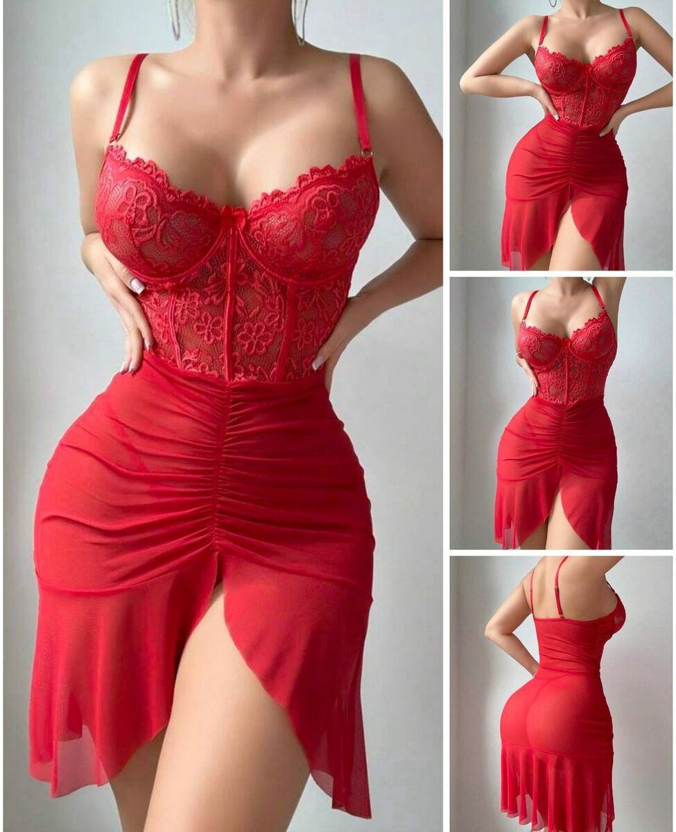 Robe en dentelle rouge sexy