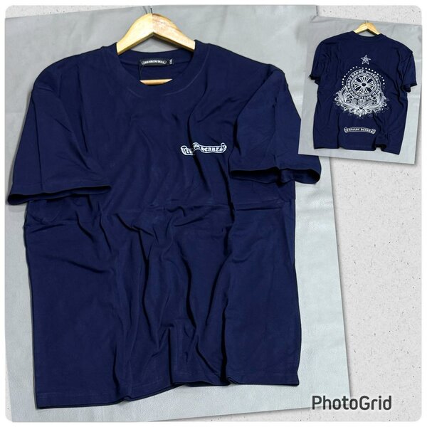 T-shirt homme bleu marine avec motif blanc