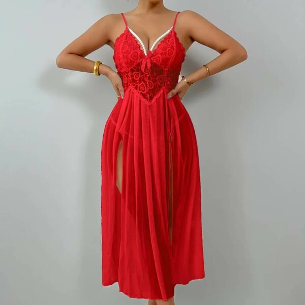 Nuisette en dentelle rouge élégante