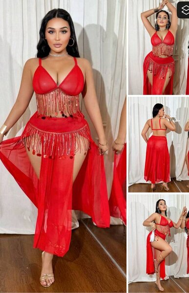 Ensemble de danse orientale rouge