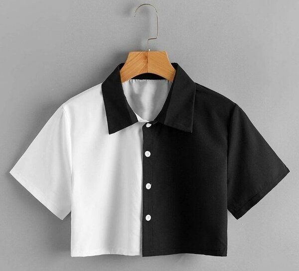 Chemise Crop Bicolore