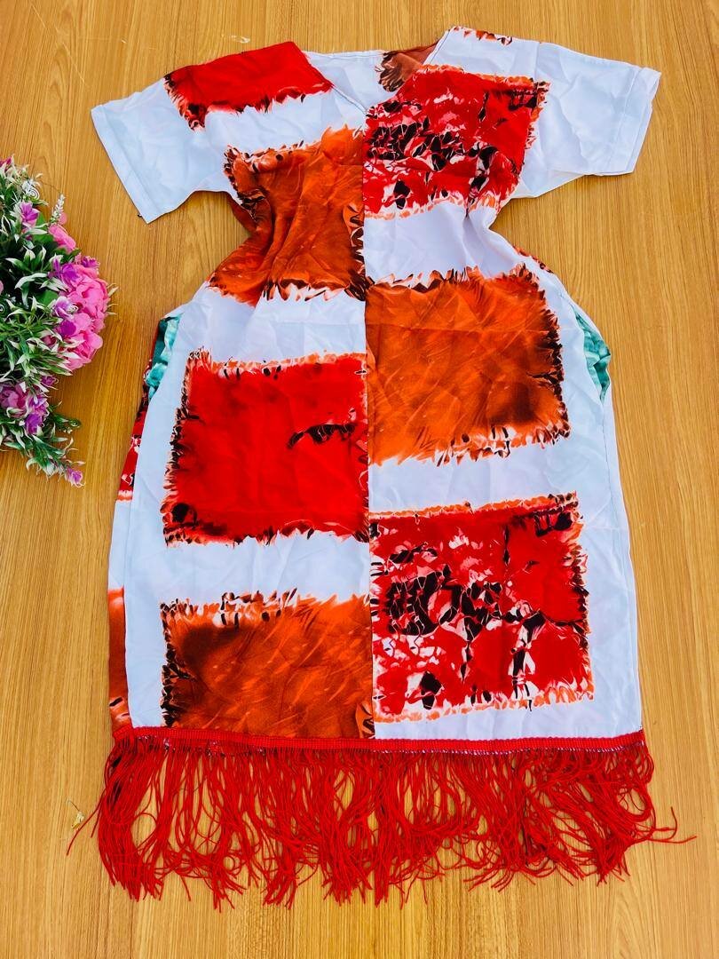 Short bubu with fringes and pocket