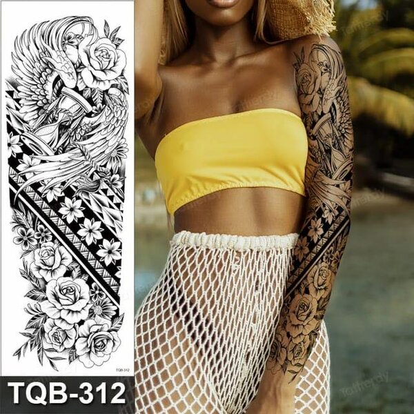 Sleeve or thigh temporary tattoo stickers