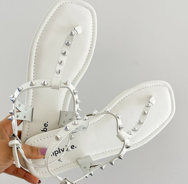  Studed white sandals