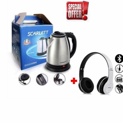 Scarlett 100 SS Electric Kettle - 1.8 Litres Silver/Black +