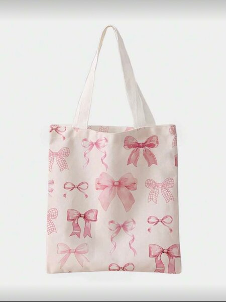 Sac cabas motif nœuds roses