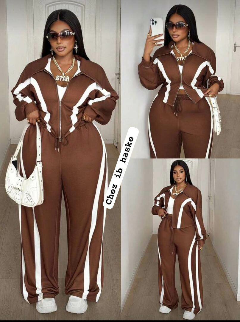 Survêtement rayé marron