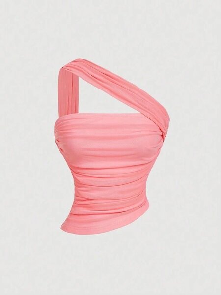 Top asymétrique rose élégant