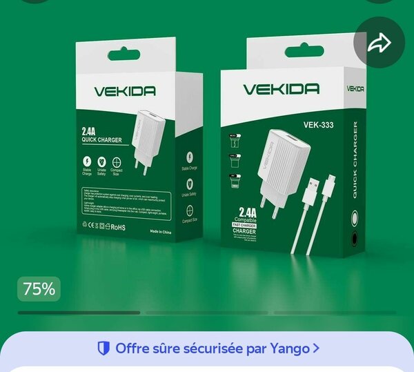 Chargeur Rapide VEKIDA 2.4A
