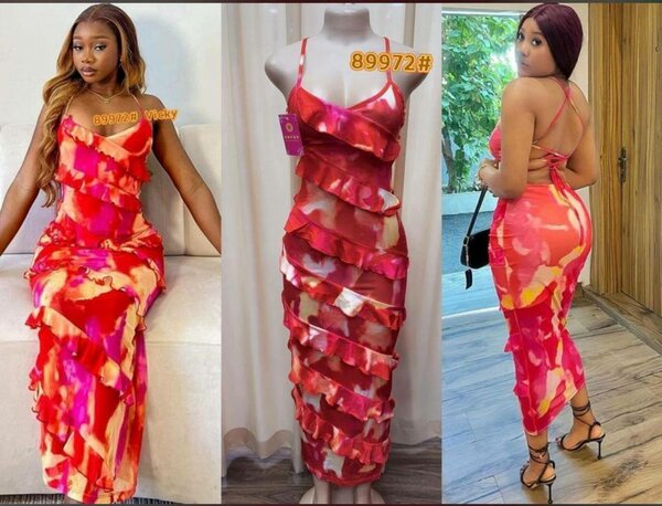 Robe longue à volants