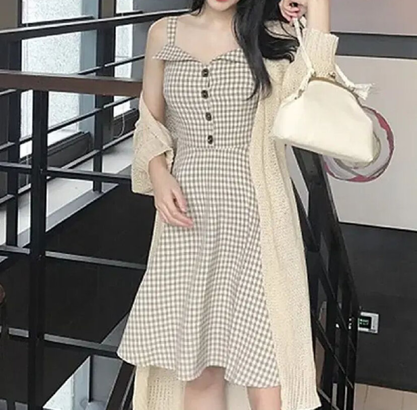 Robe à carreaux boutonnée été