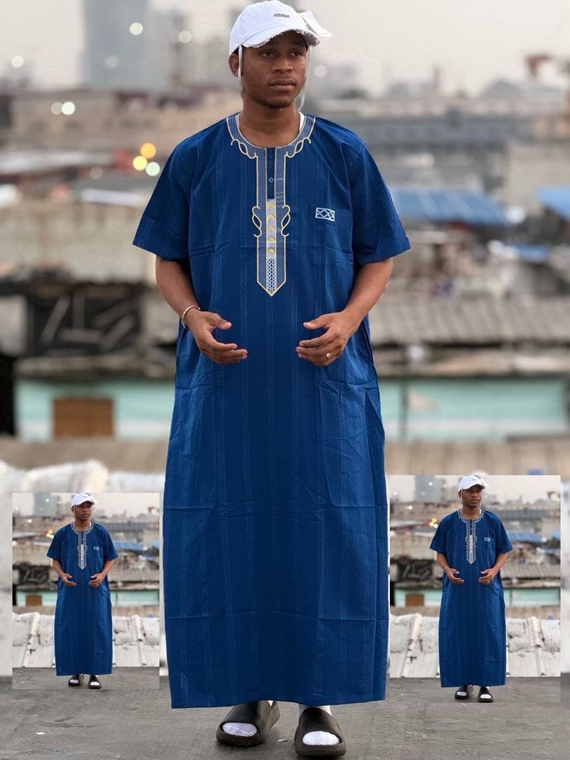 Caftan homme bleu et noir pour Ramadan