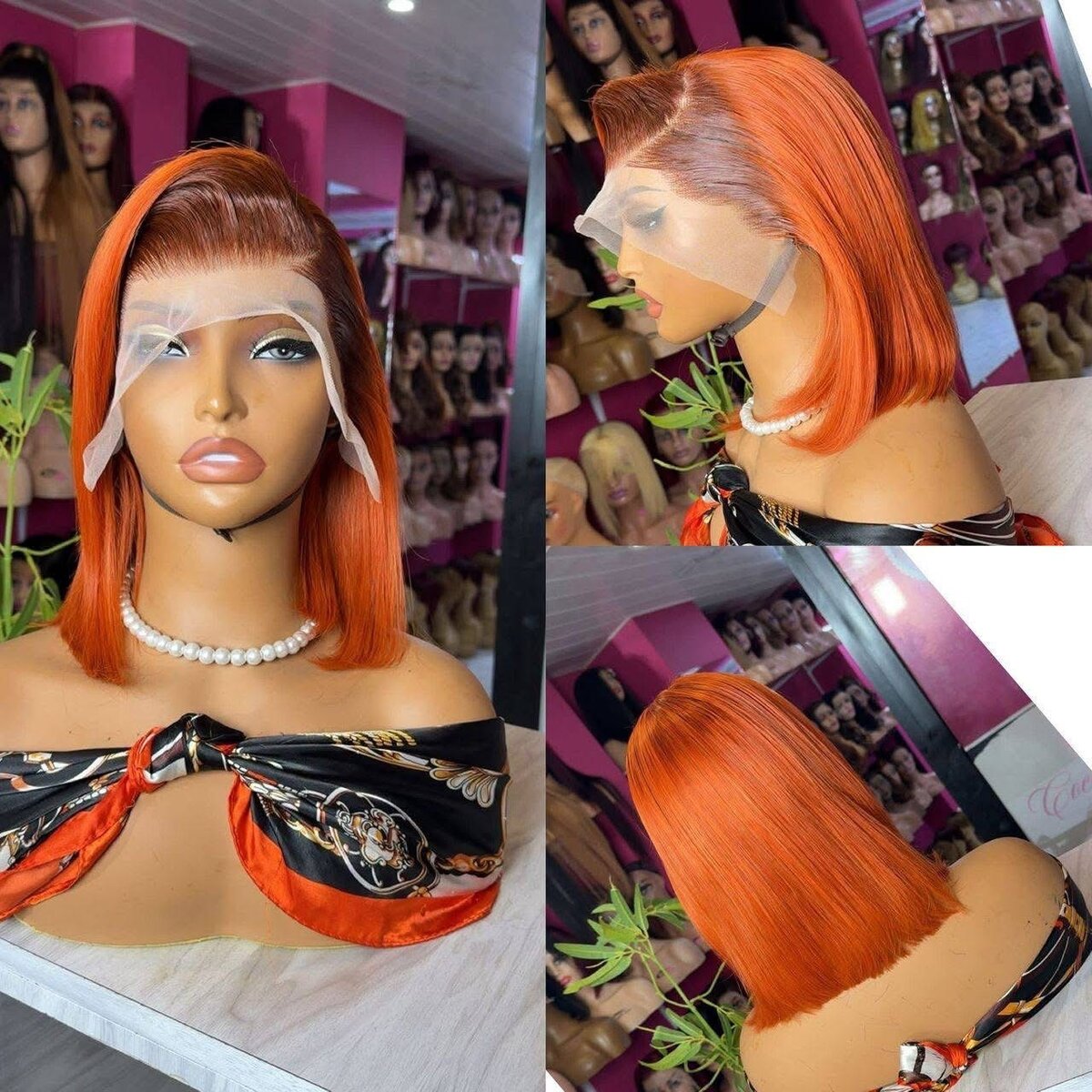 Perruque carrée en dentelle