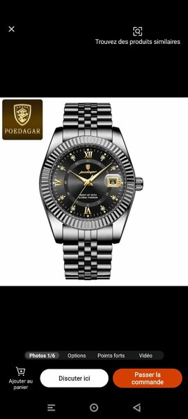 Montre homme PORDAGAR luxe acier