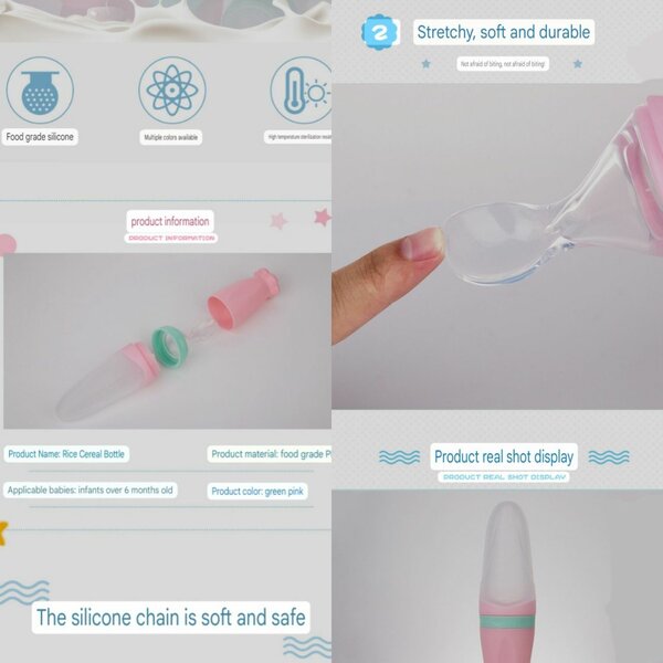 Baby silicone ricepaste squeeze feeding spoon feeding bottle