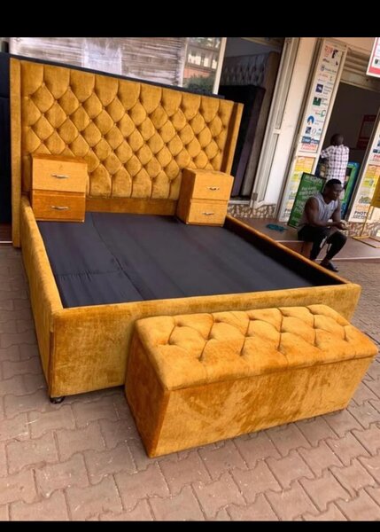 Lit double velours luxe avec rangement