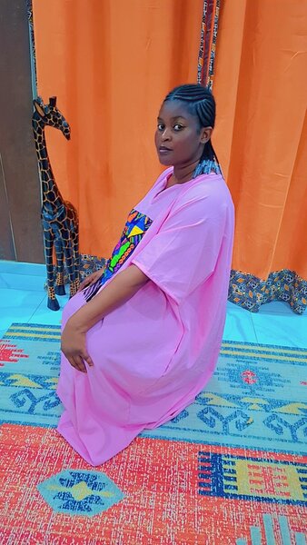 Robe caftan rose ethnique femme