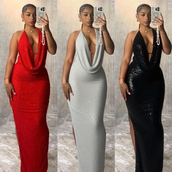 Robe de soirée brillante rouge