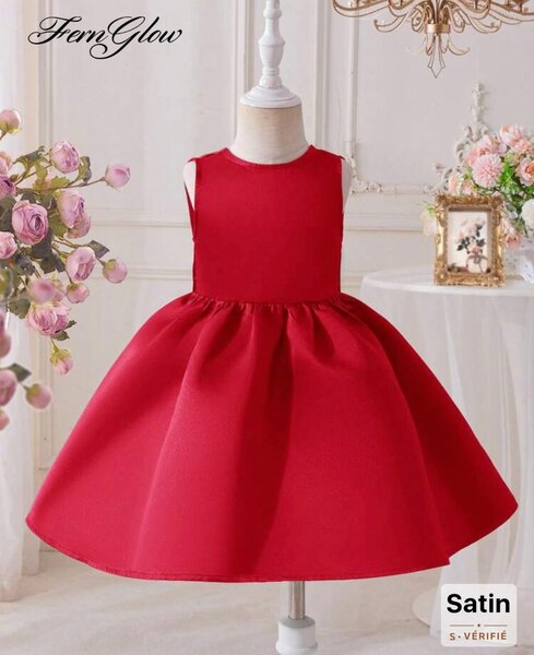 Robe Enfant Satin Rouge