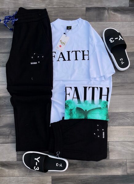 Ensemble homme : T-shirt 'FAITH' et pantalon noir Y-3